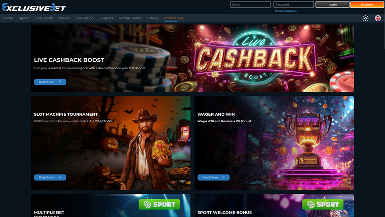 Exclusive Bet Casino — Promotions page
