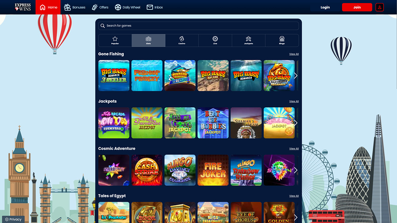 Express Wins — Games lobby