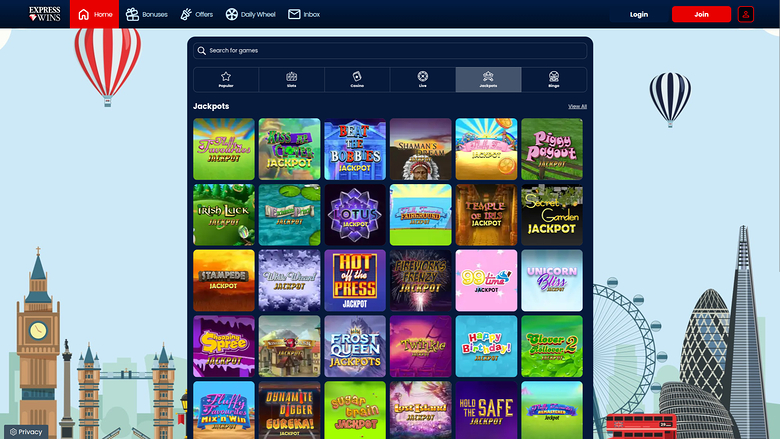 Express Wins — Jackpot games