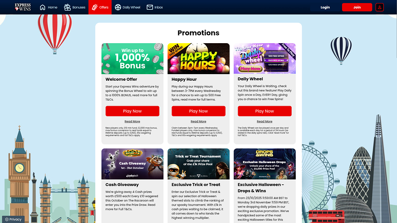 Express Wins — Promotions page