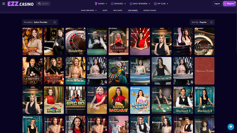 EZZ Casino — Live dealer lobby