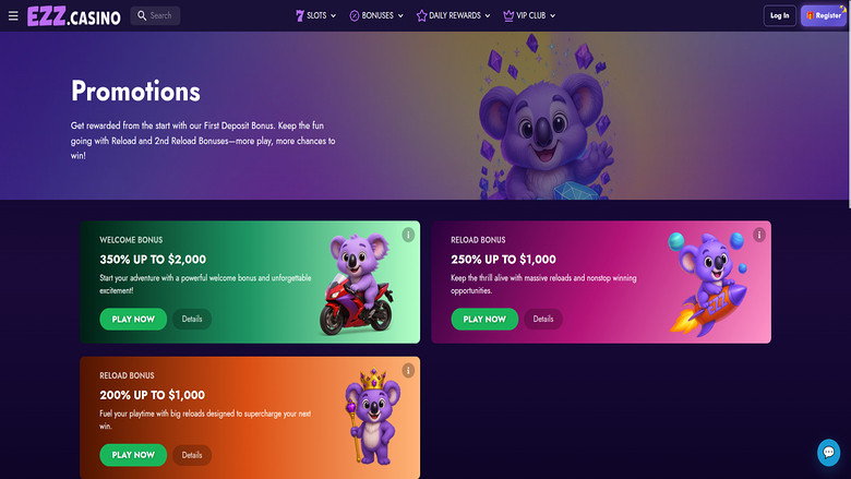 EZZ Casino — Promotions page