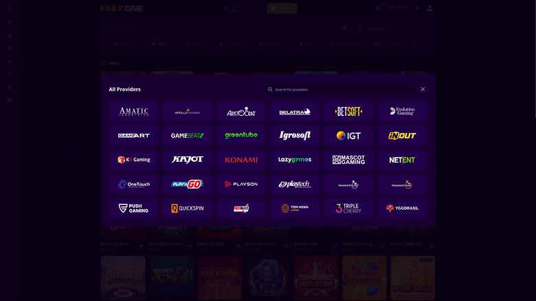 F1 Casino — Games by studio
