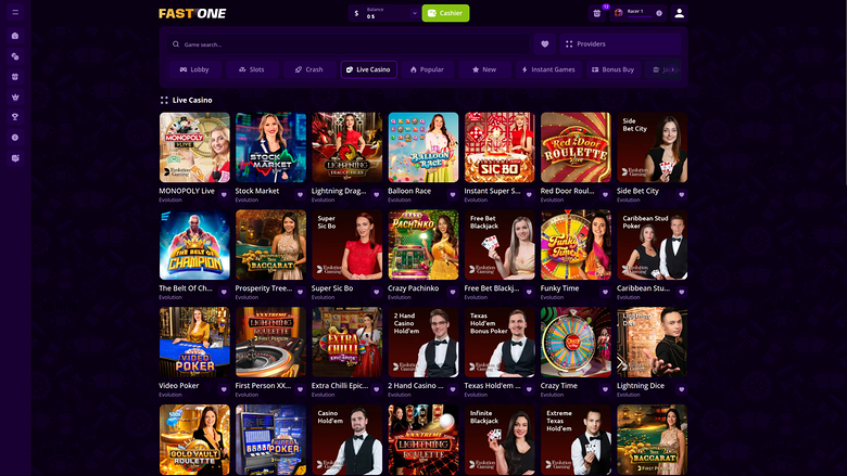 F1 Casino — Live dealer lobby