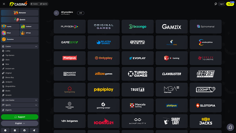 F7 Casino — Games by studio