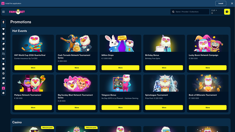 Fanobet Casino — Promotions page