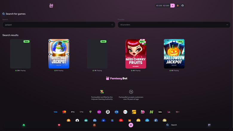 FantasyBet Casino — Jackpot games
