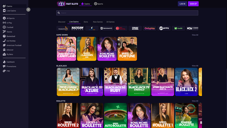 Fast Slots Casino — Live dealer lobby