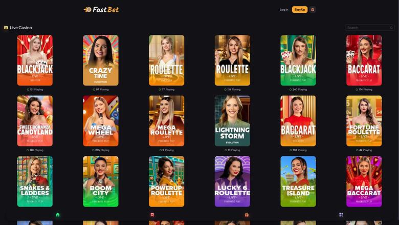 FastBet Casino — Live dealer lobby
