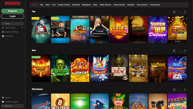 FatBoss Casino — Homepage