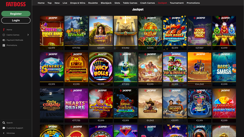 FatBoss Casino — Jackpot games