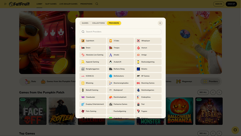 FatFruit Casino — Games by studio