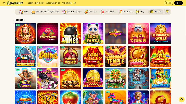 FatFruit Casino — Jackpot games