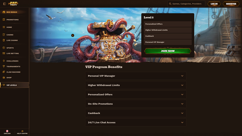 FatPirate Casino — VIP section