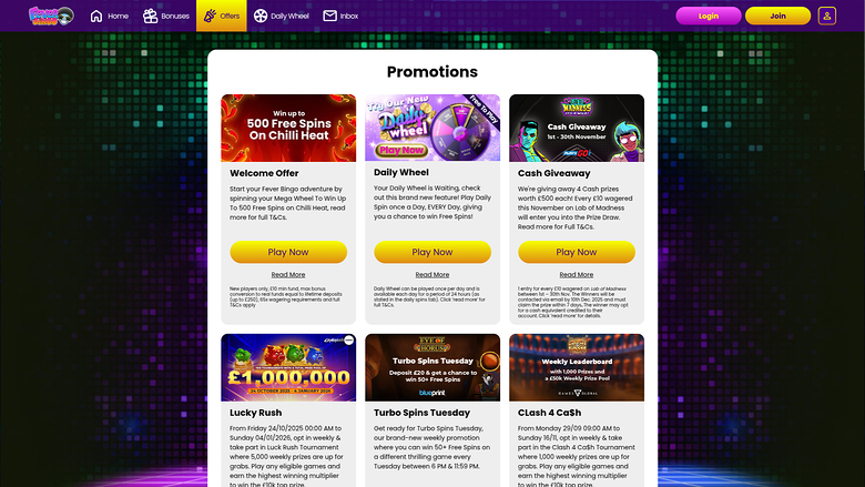Fever Bingo Casino — Promotions page