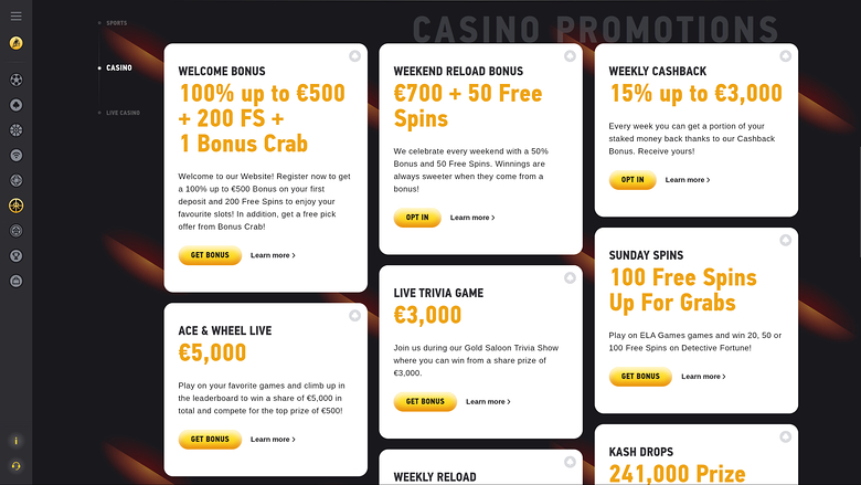 FEZbet Casino — Promotions page