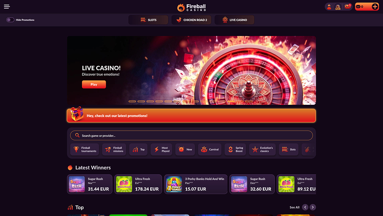 Fireball Casino — Homepage
