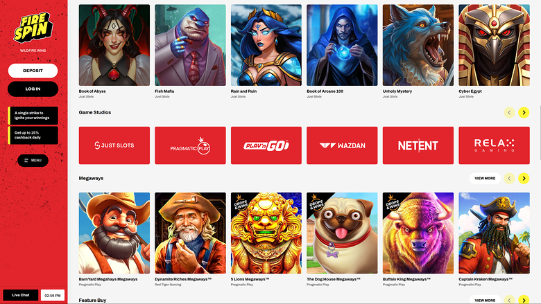 Firespin Casino — Games by studio