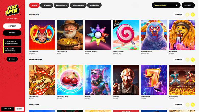 Firespin Casino — Games lobby