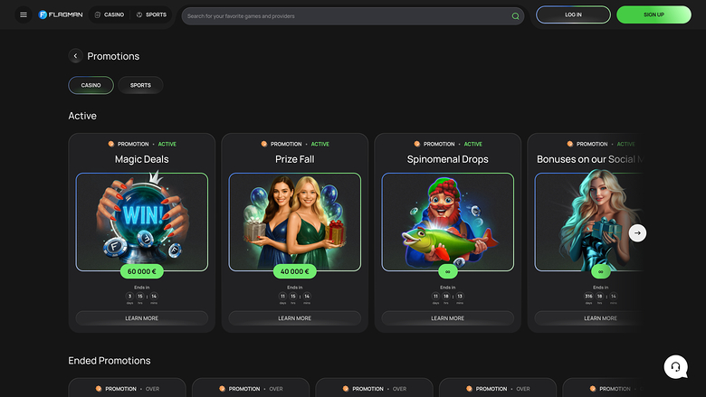Flagman Casino — Promotions page