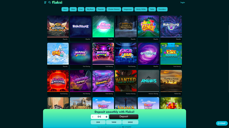 Flaksi — Games lobby