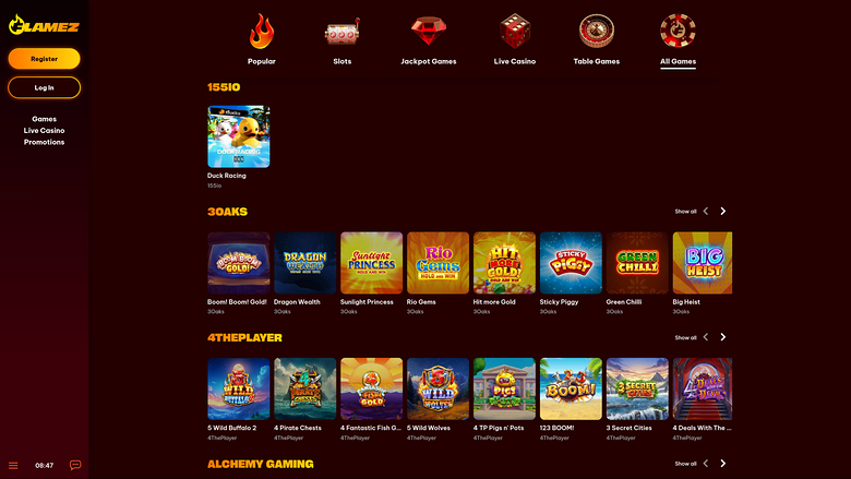 Flamez Casino — Games by studio