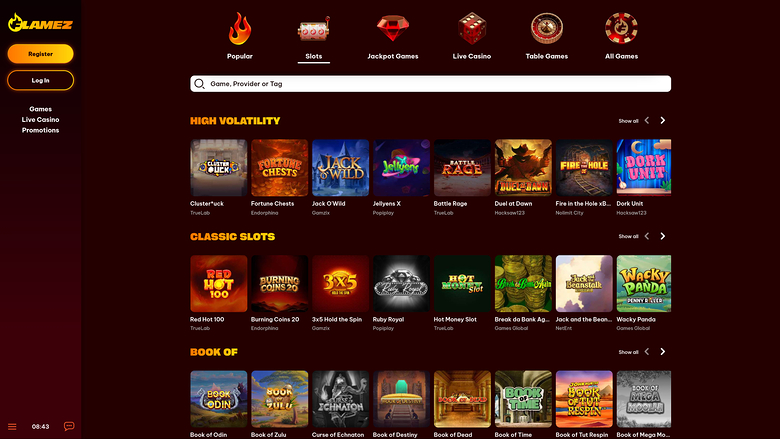 Flamez Casino — Games lobby