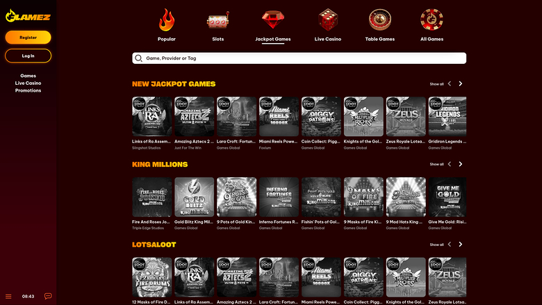 Flamez Casino — Jackpot games