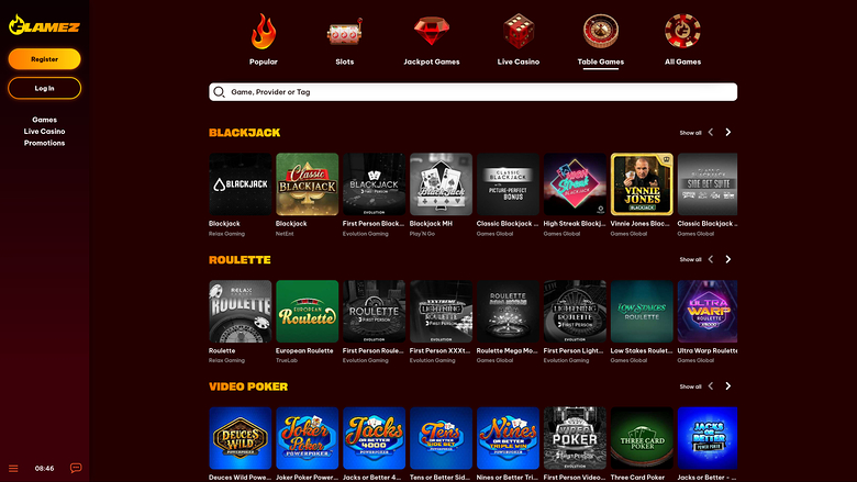 Flamez Casino — Games lobby