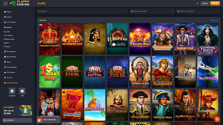 Flappy Casino — Jackpot games