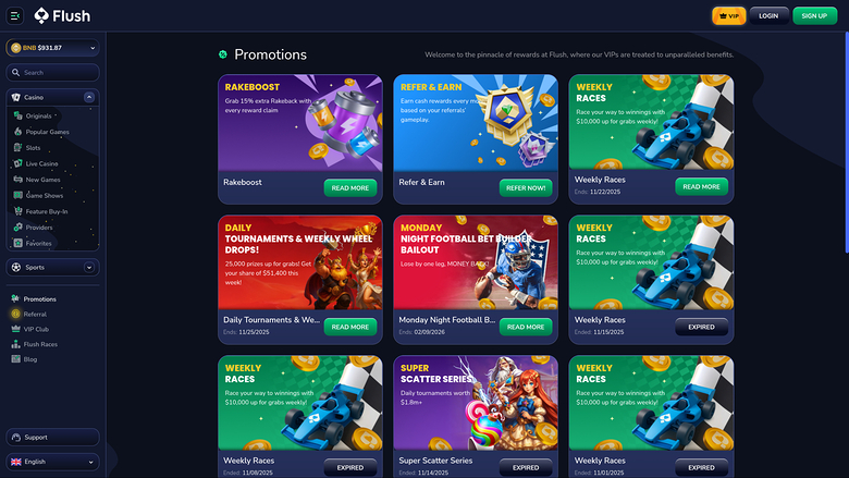 Flush — Promotions page