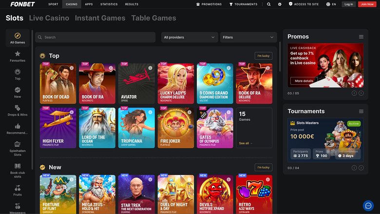 Fonbet Casino — Games lobby