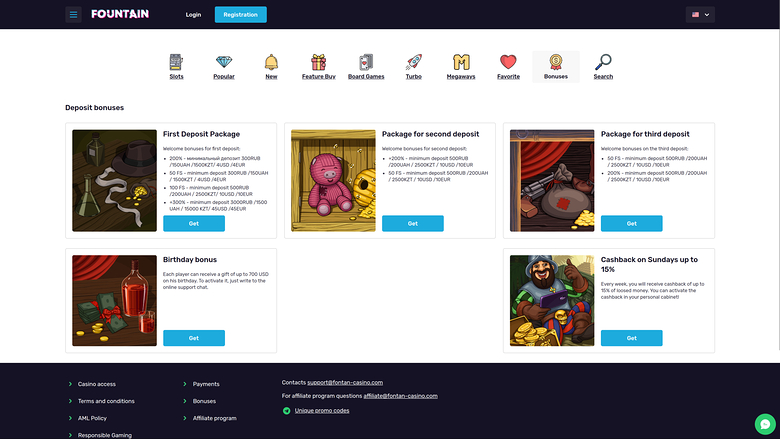 Fontan Casino — Promotions page