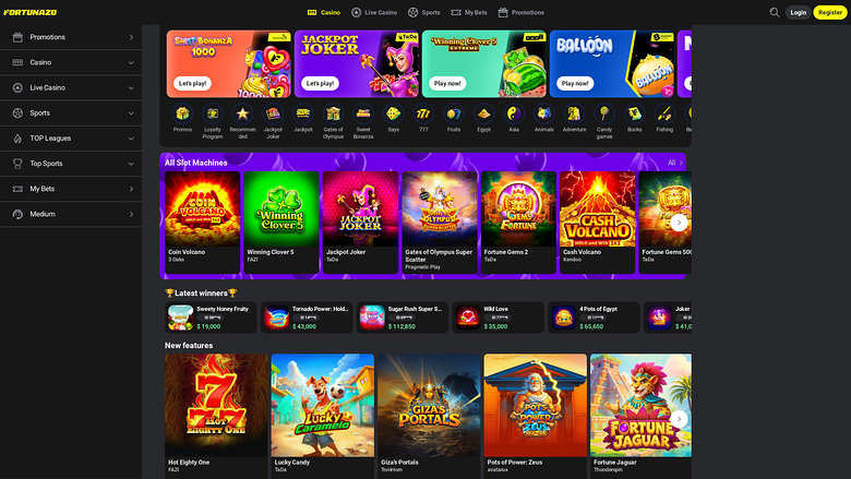 Fortunazo Casino — Games lobby