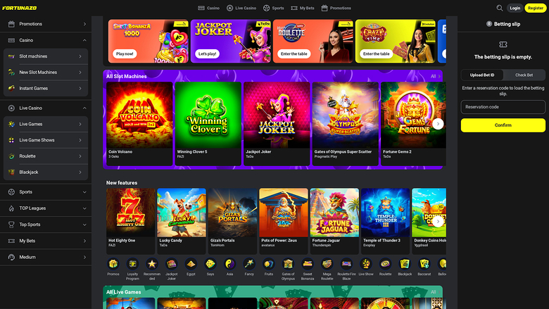 Fortunazo Casino — Homepage