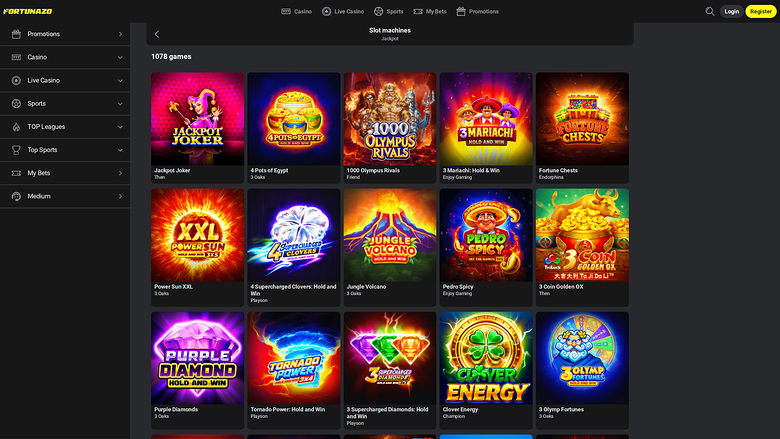 Fortunazo Casino — Jackpot games