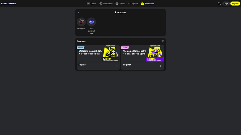 Fortunazo Casino — Promotions page