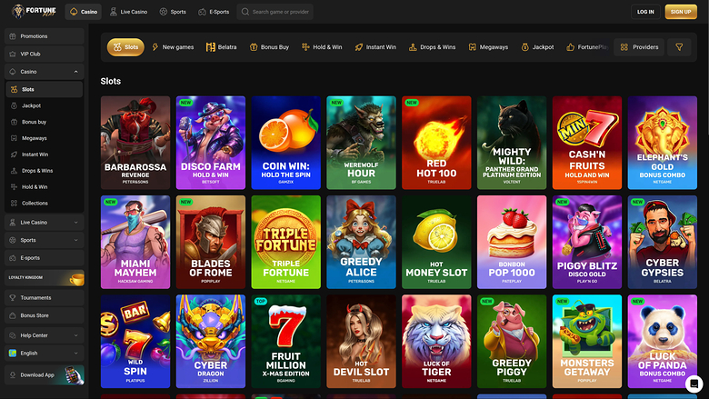 Fortune Play — Games lobby