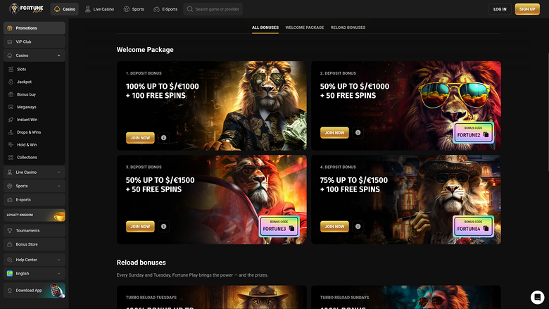 Fortune Play — Promotions page