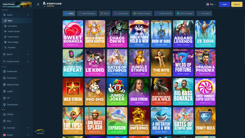 An online casino lobby screen for iFORTUNE showing a grid of game tiles under a category menu.