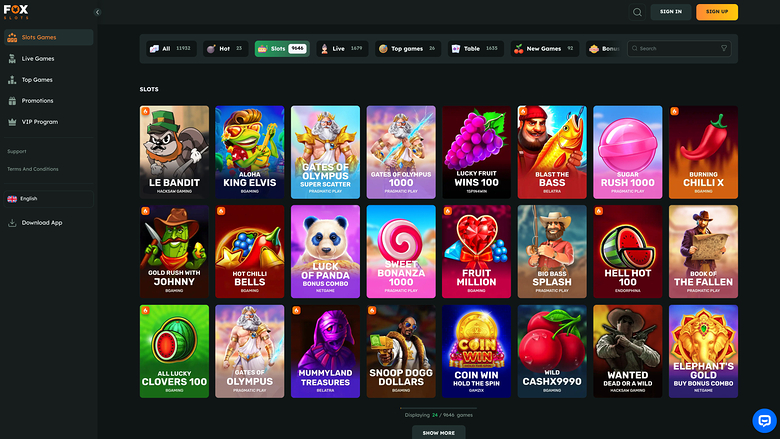 FoxSlots Casino — Games lobby