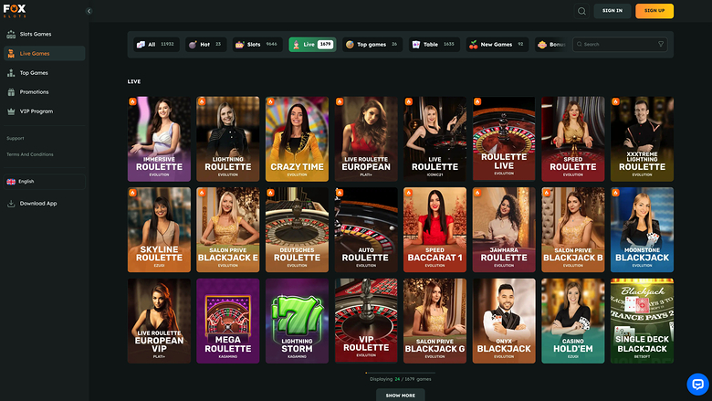 FoxSlots Casino — Livedealer