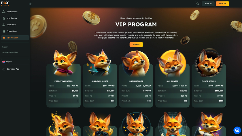 FoxSlots Casino — VIP section