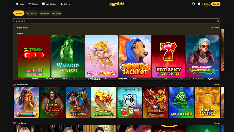 FoxyGold Casino — Jackpot games