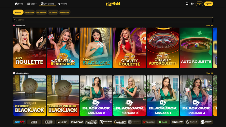 FoxyGold Casino — Live dealer lobby