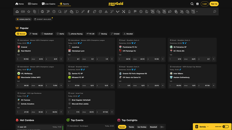 FoxyGold Casino — Sportsbook