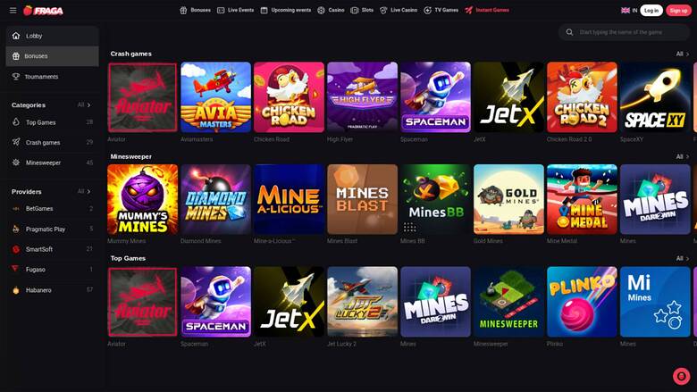 Fragabet Casino — Games lobby