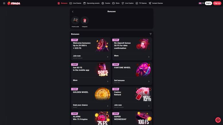 Fragabet Casino — Promotions page