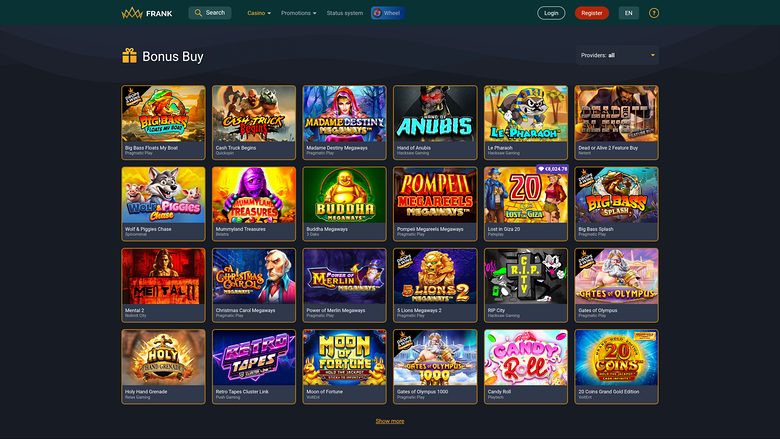Frank Casino — Bonus page