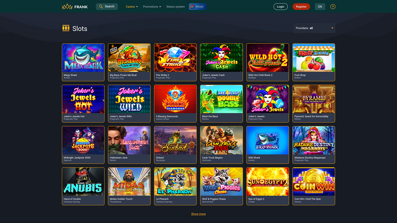 Frank Casino — Games lobby